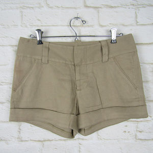 Alice & Olivia Tan Beige Linen Cuffed Shorts 2